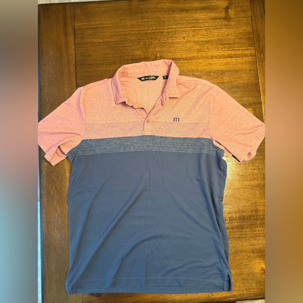 Travis Mathew Pink and Blue Polo Shirt